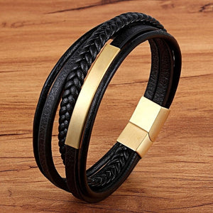 Cool leather bracelet GOLD